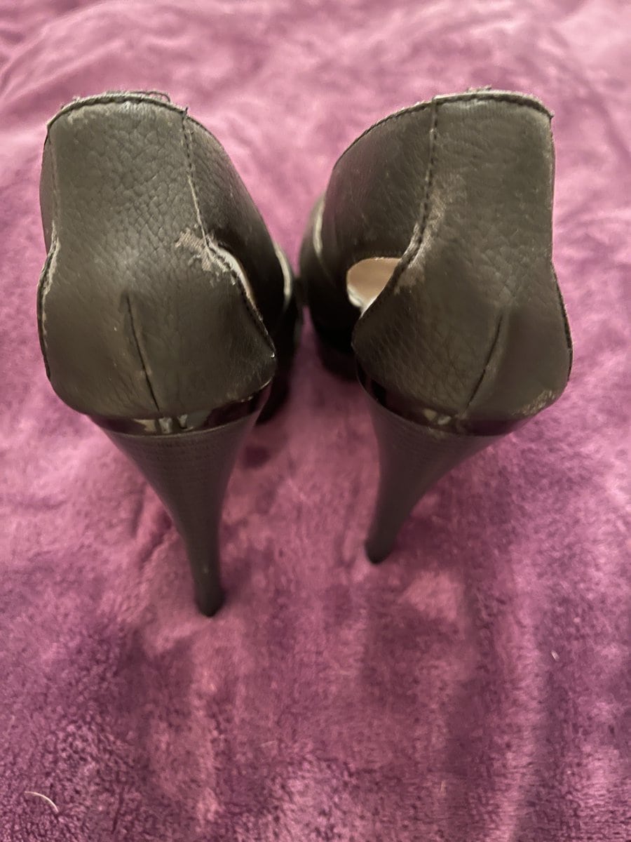 Footwear :: Tanya Tate Worn Black Open Toe High Heel Sandals - Sweeky