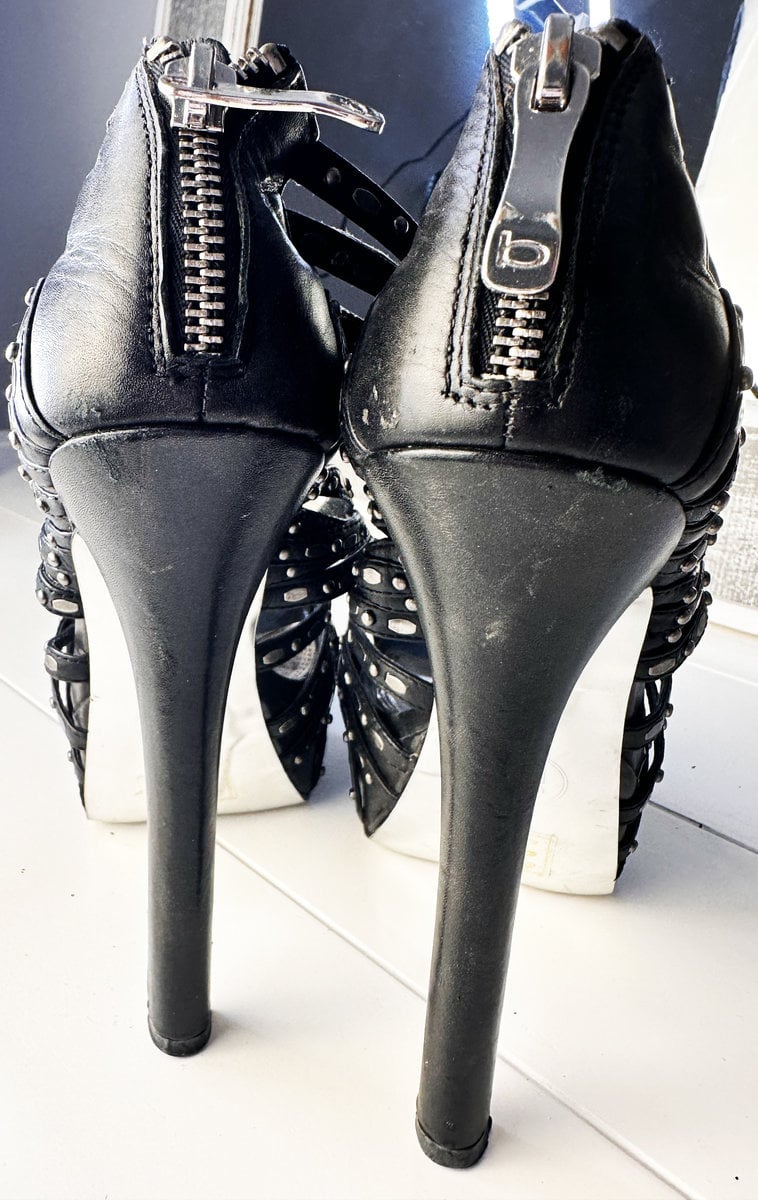 Footwear :: Taylor Wane worn leather strappy heels - Sweeky