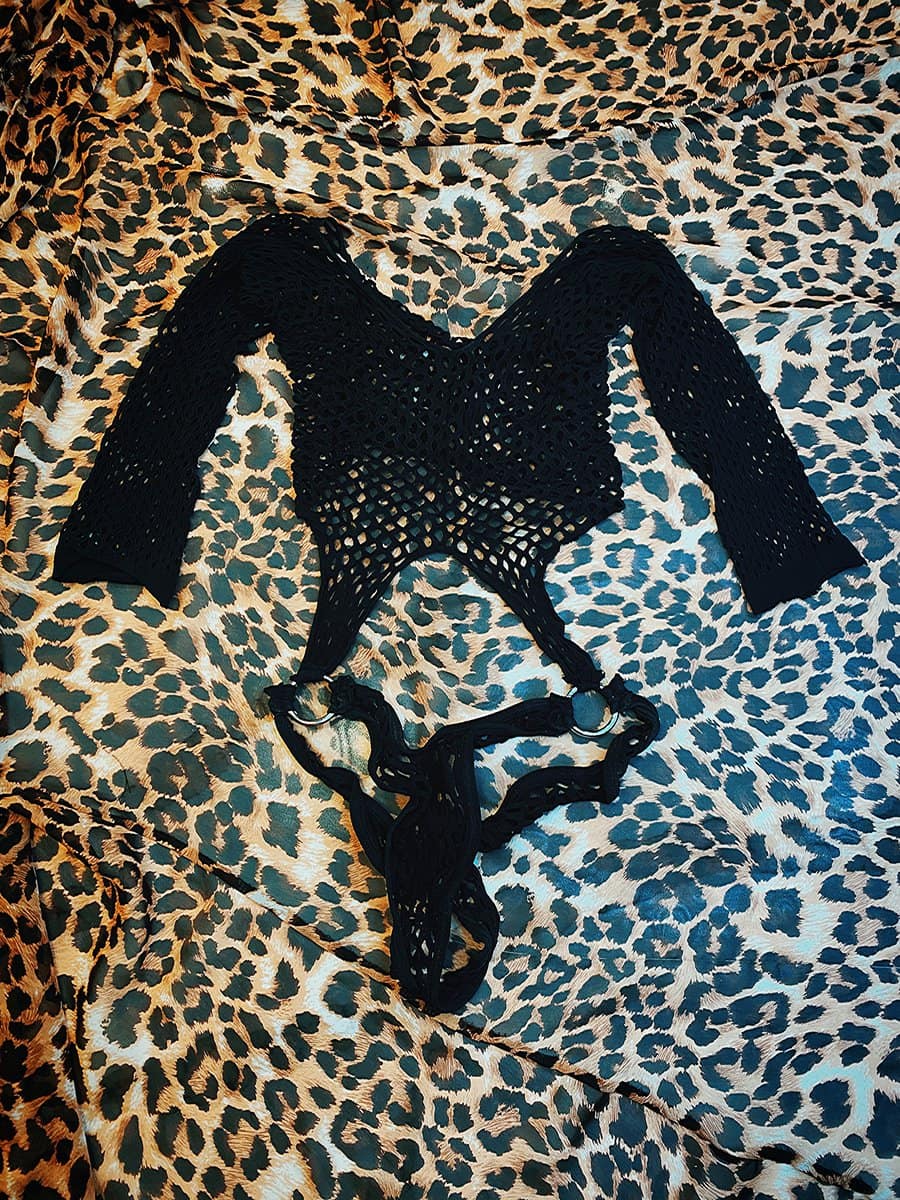 Clothing :: Kristina Rose Black Stripper Fishnet Bodysuit (Elegant ...