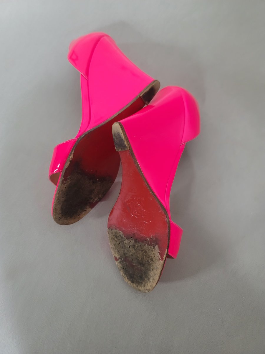 Footwear :: Tia Kai's worn red bottom hot pink wedges - Sweeky